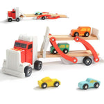 TOP BRIGHT Wooden Toy Car Carrier Toddler Toy 3 Year Old Boys Gift 1 Truck 4 Mini Cars