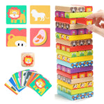 Colored Wooden Blocks stacking board games for kids ages 4-8 With 51 pieces